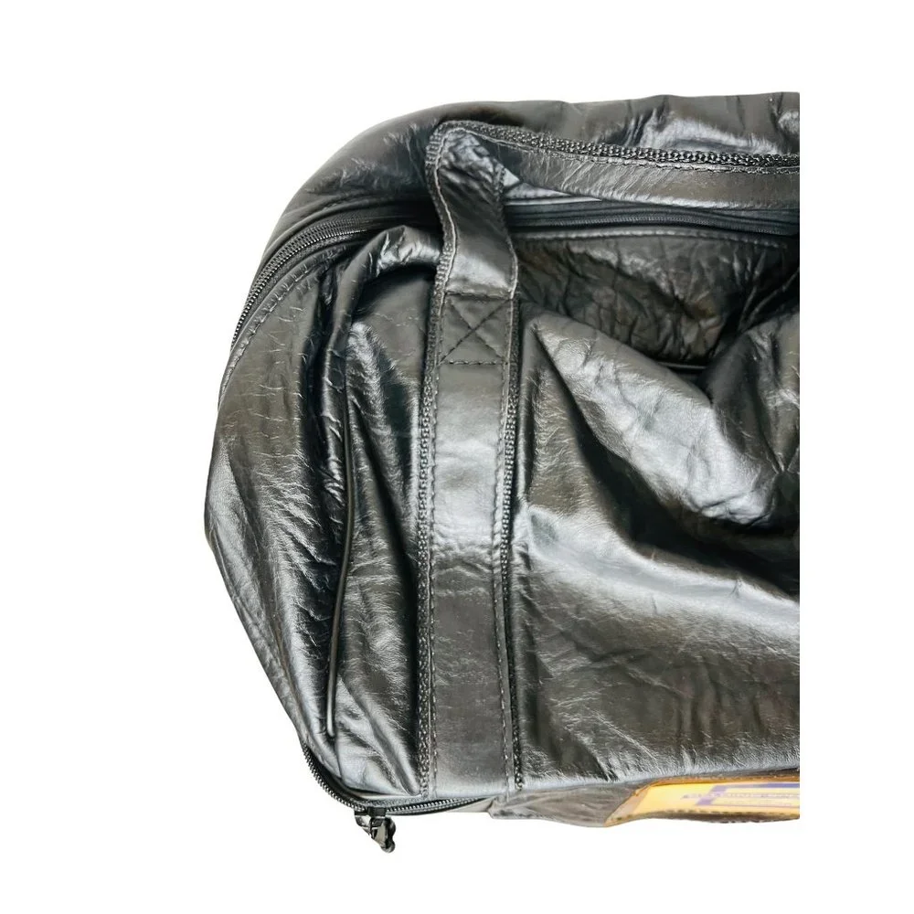 Belding Sports Vintage 1970's Custom Grain Black Leather Golf Gym Tote Bag